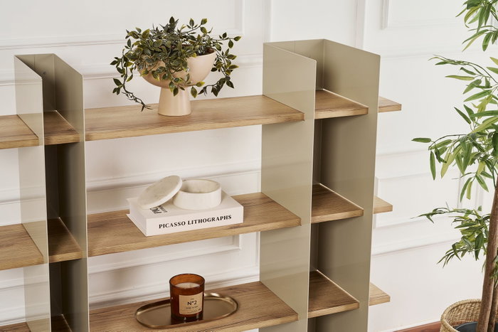 Hanah Home Shb-017-B Estantería de Metal y MDF en Color Topo Hanah Home Shb-017-B Estantería de Metal y MDF en Color Topo